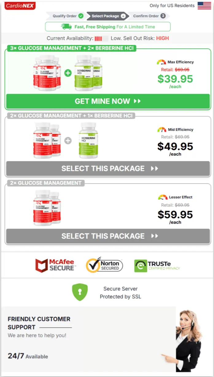 CardioNEX Glucose Management Secure Checkout Page